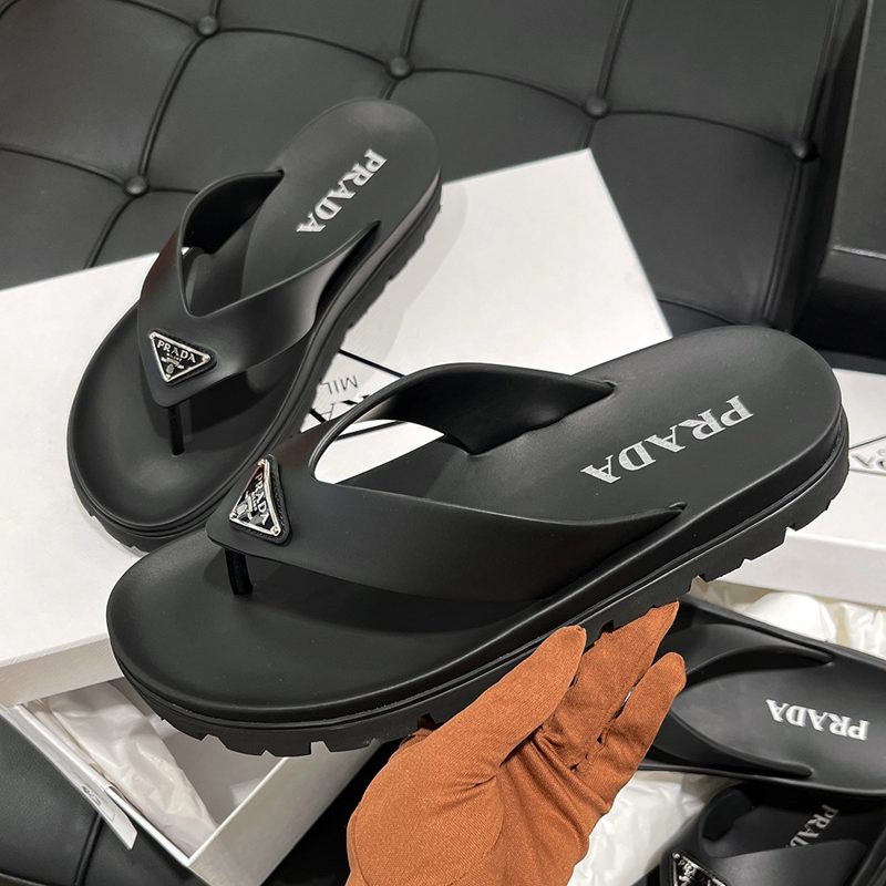 PRADA Rubber ν΅ Sandals Black Women'sμ©