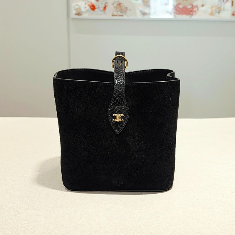 CELINE Calf&고트스킨 Crocodile Strap Mini Bag Black