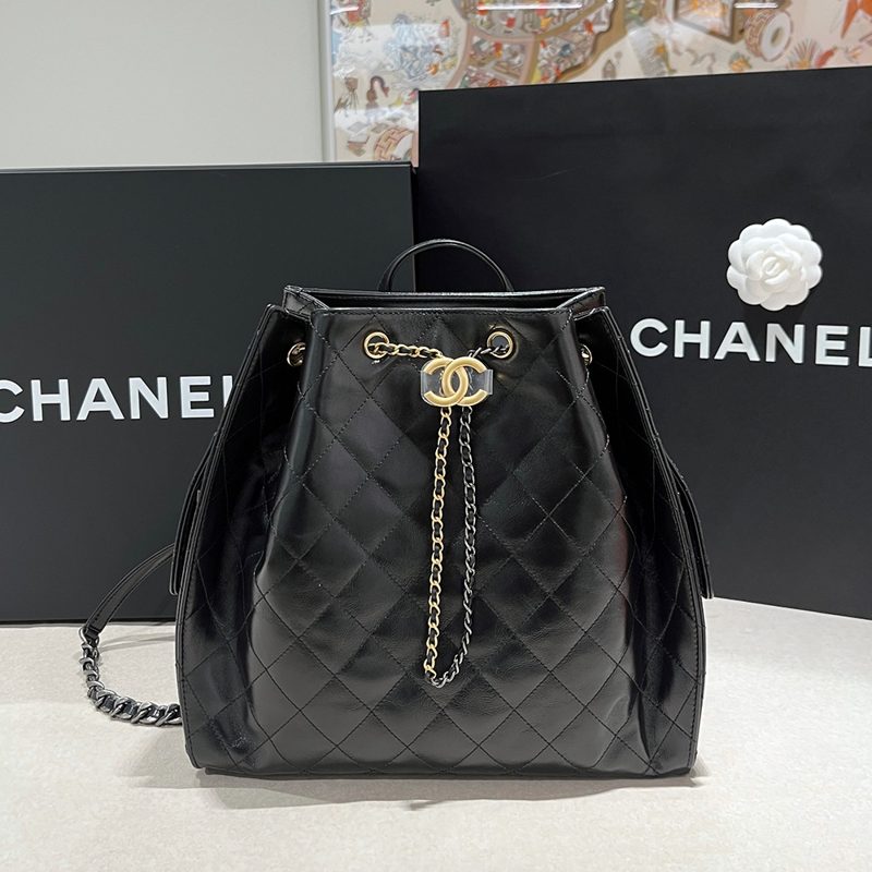 CHANEL 25Bag ν¬λΌνλ Calfskin Gold Chain Backpack Large
