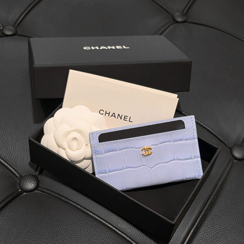 CHANEL Card Wallet / Crocodile Embossed Flap Card Holder Sky Gold ์ดํ์ธ Gold