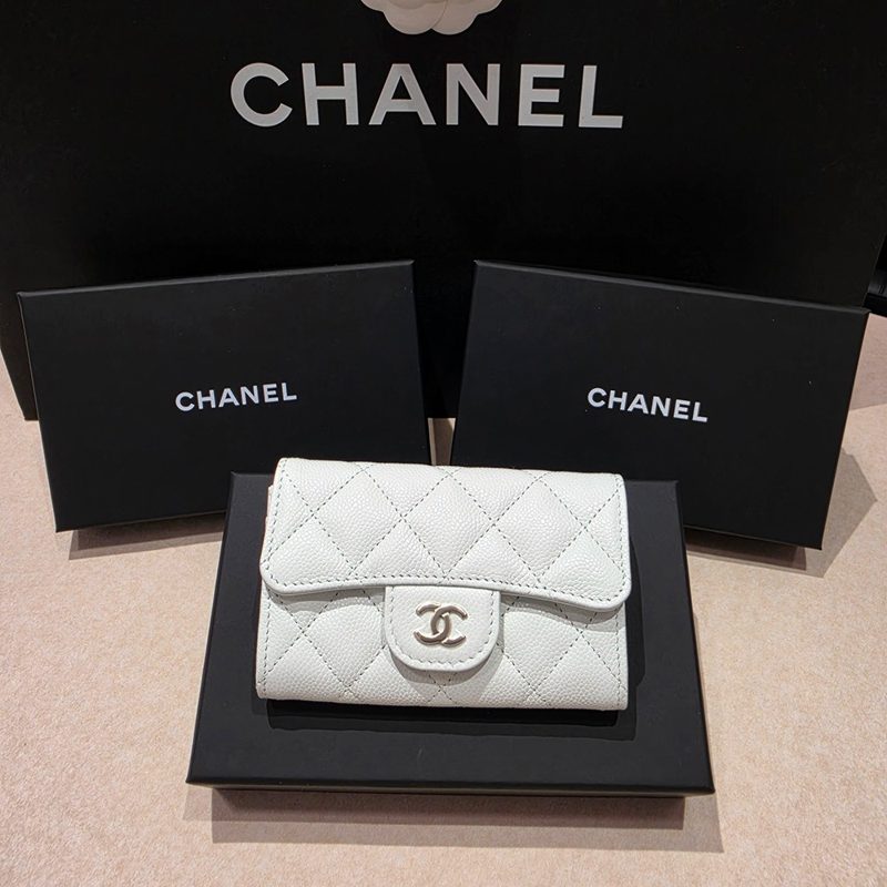 CHANEL Card Wallet / Classic 똑딱이 Wallet 아이스블루 은장