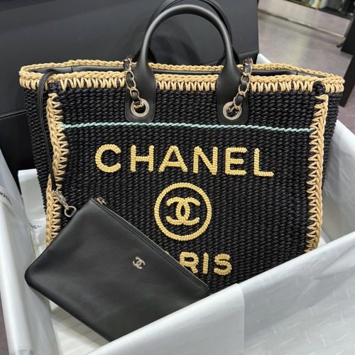 CHANEL λλΉλ°± Cotton ν¬λ‘μ Black Large