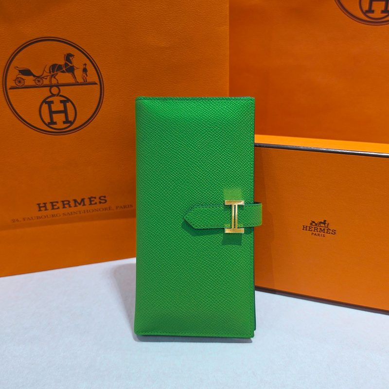 HERMES Wallet / λ² μ Long Wallet μ±μ‘ κ·Έλ¦° Gold-Tone