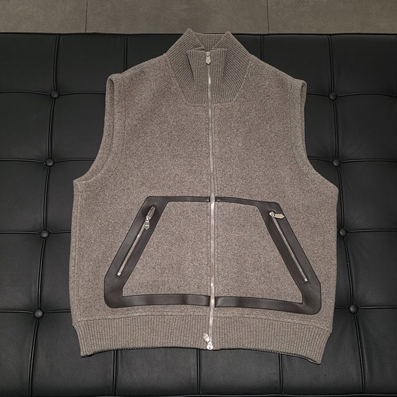HERMES Wool Cashmere Lambskin Pocket Detail Vest λΉκ΅¬λ₯΄ μν ν