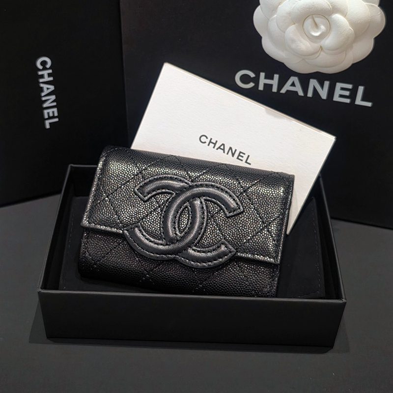CHANEL κΉλ΄ CC Flap Card Holder Wallet Black