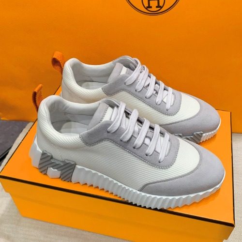 에르메스 바운싱 스니커즈 스웨이드 화이트 H 그레이 오렌지 포인트