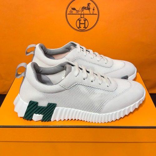 에르메스 바운싱 스니커즈 메쉬 화이트 H 그린 그레이 투톤