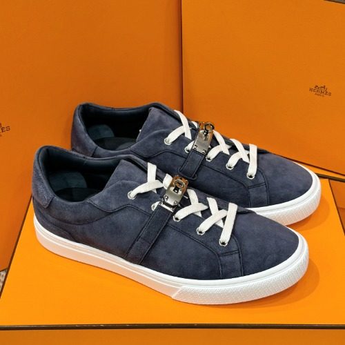 HERMES Calfskin λ‘μ¦κ³¨λ μΌλ¦¬ Buckle Navy Day Sneakers