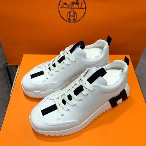 HERMES Jump Sneakers Calfskin White H White Black Two-Tone