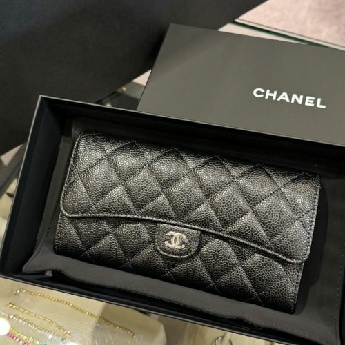 CHANEL Classic κ·Έλ μΈλ Calfskin Black μμ₯ Long Wallet