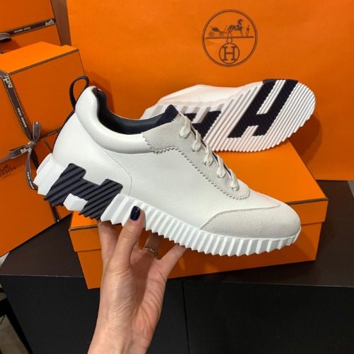 HERMES λ°μ΄μ± Sneakers White κ³ νΈμ€ν¨ White Leather λ¨μλ‘κ³