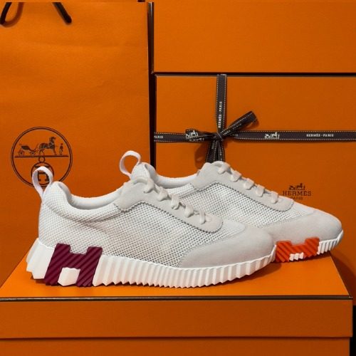 HERMES λ°μ΄μ± Sneakers White Mesh H μμ£Όμ€λ μ§ Two-Tone Women'sμ©