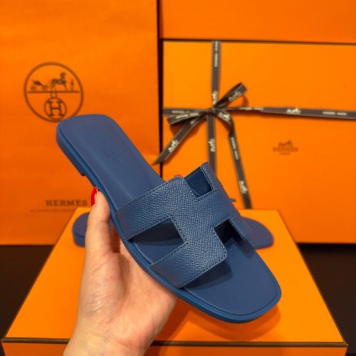 HERMES μ€λ Sandals Calfskin λΈλ£¨ Navy