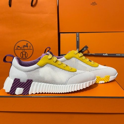 HERMES λ°μ΄μ± Sneakers White Mesh H μλ‘μ°νΌν Two-Tone