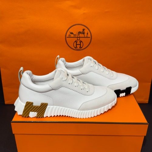 HERMES λ°μ΄μ± Sneakers White Leather H λΈλΌμ΄λΈλ Two-Tone