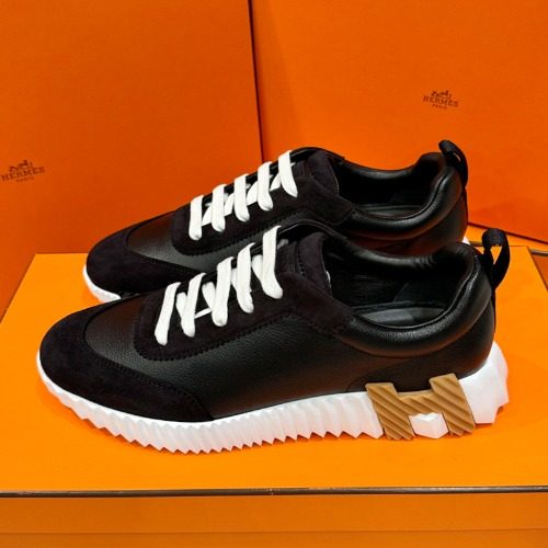 HERMES λ°μ΄μ± Sneakers κ³ νΈμ€ν¨ Black Leather H λΈλΌμ΄ Logo