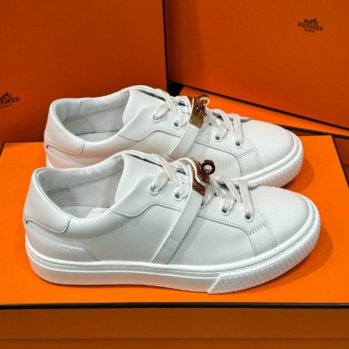 HERMES Sneakers Calfskin 로즈골드 켈리 Buckle White