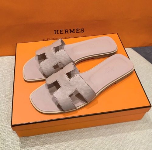 HERMES μ€λ Sandals Calfskin νν¬ λ² μ΄μ§