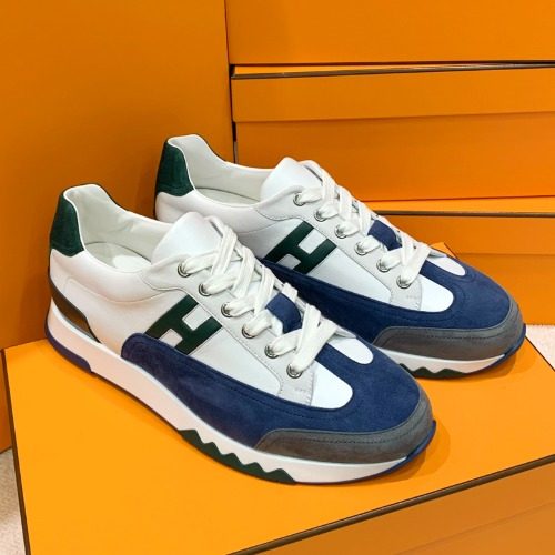 HERMES νΈλ μΌ Sneakers Calfskin White Navy