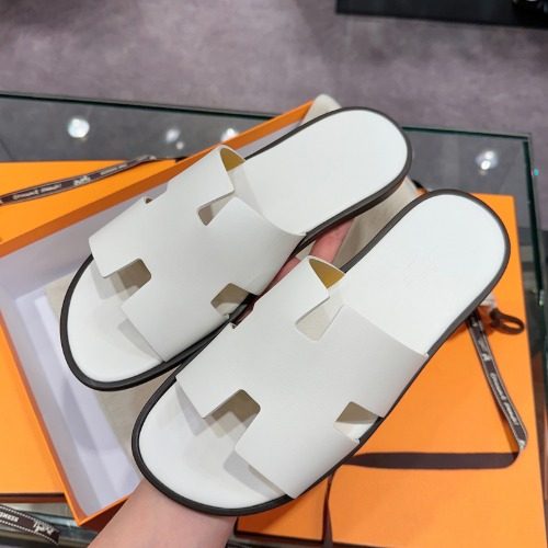 HERMES 이즈미르 Slippers Calfskin White Sandals 41.5 / 42.5