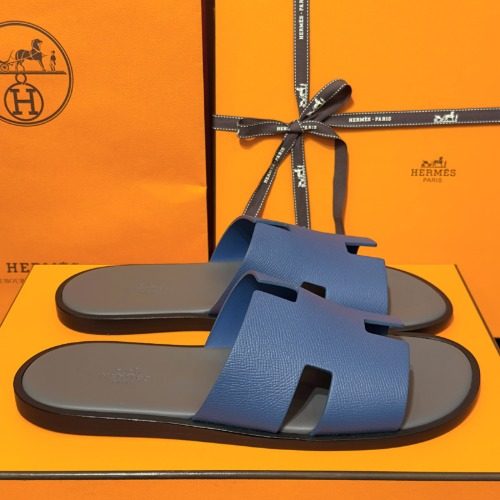 HERMES μ΄μ¦λ―Έλ₯΄ Slippers μ±μ‘ Calfskin λΈλ£¨ κ·Έλ μ΄ Two-Tone Sandals 41.5 / 42 / 42.5