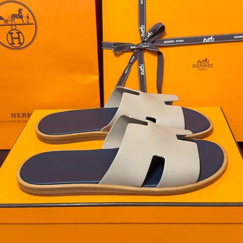 HERMES μ΄μ¦λ―Έλ₯΄ Slippers μ±μ‘ Calfskin μ°λ² μ΄μ§ Navy Sandals