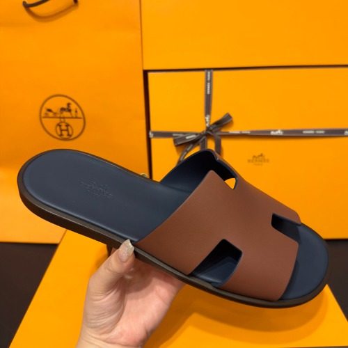 HERMES μ΄μ¦λ―Έλ₯΄ Slippers Calfskin λΈλΌμ΄ λ§λ¦°λΈλ£¨ Sandals42