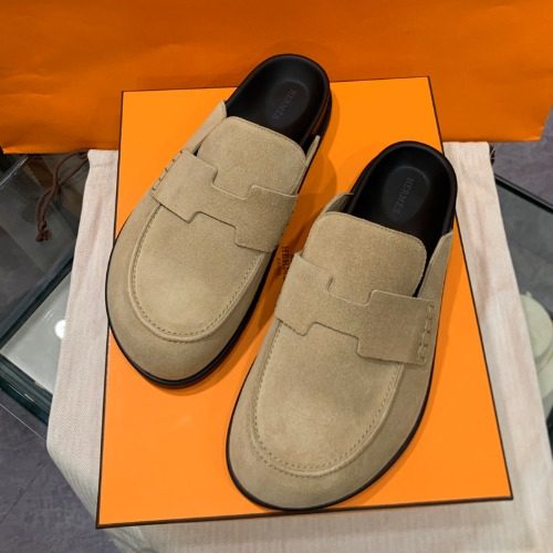 HERMES Suede Calfskin 베이지 Go Mules