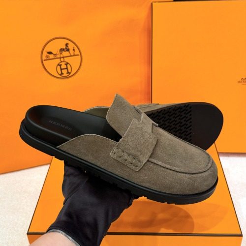 HERMES Suede Calfskin μν ν Go Mules