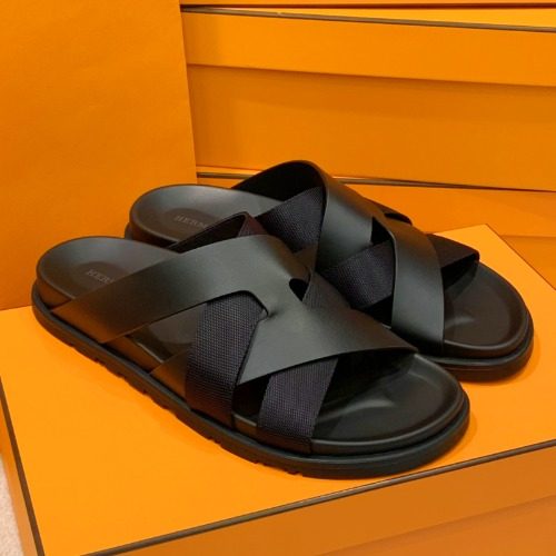 HERMES Calfskin 카지미르 Slippers Black