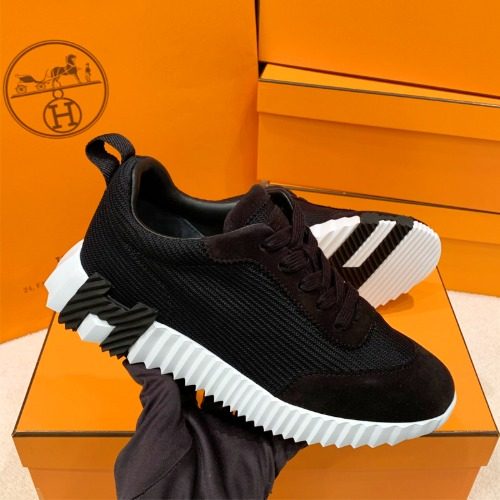 HERMES 바운싱 Sneakers Mesh Suede Calfskin Black H Black