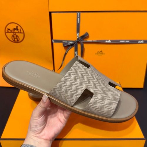 HERMES μ΄μ¦λ―Έλ₯΄ Slippers Calfskin Chevron λ² μ΄μ§