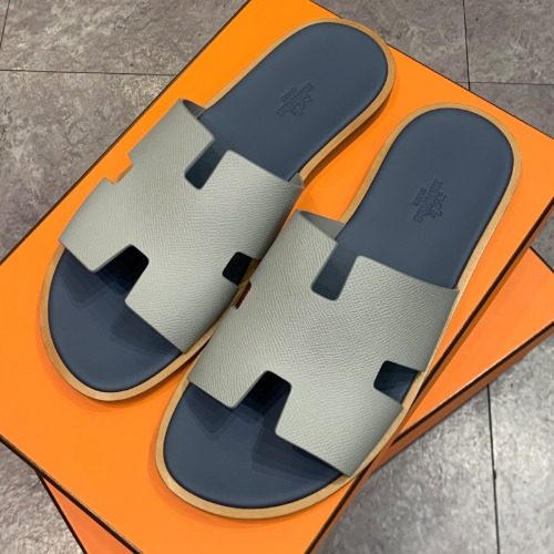 에르메스 이즈미르 슬리퍼 앱송 카프스킨 그레이 네이비