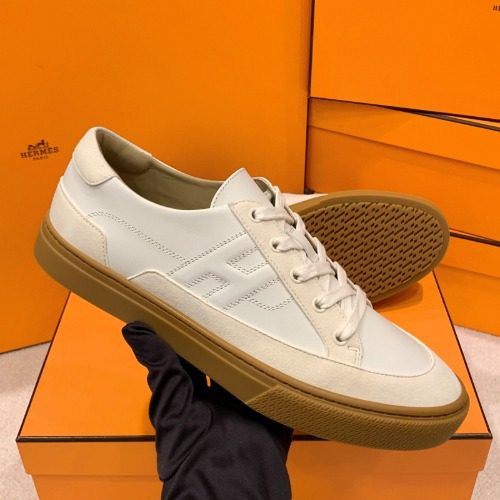HERMES Canvas Calfskin H Logo λ₯ Sneakers White λ² μ΄μ§