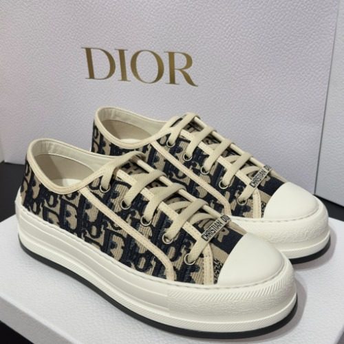 DIOR Embroidered Cotton Platform Sneakers λΈλΌμ΄ Black Sneakers