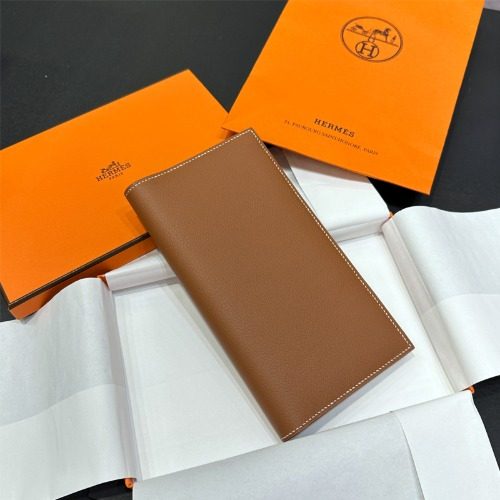 HERMES Wallet MC2 ํ๋ ๋ฐ Wallet ์ฑ์ก Calfskin Long Wallet Gold