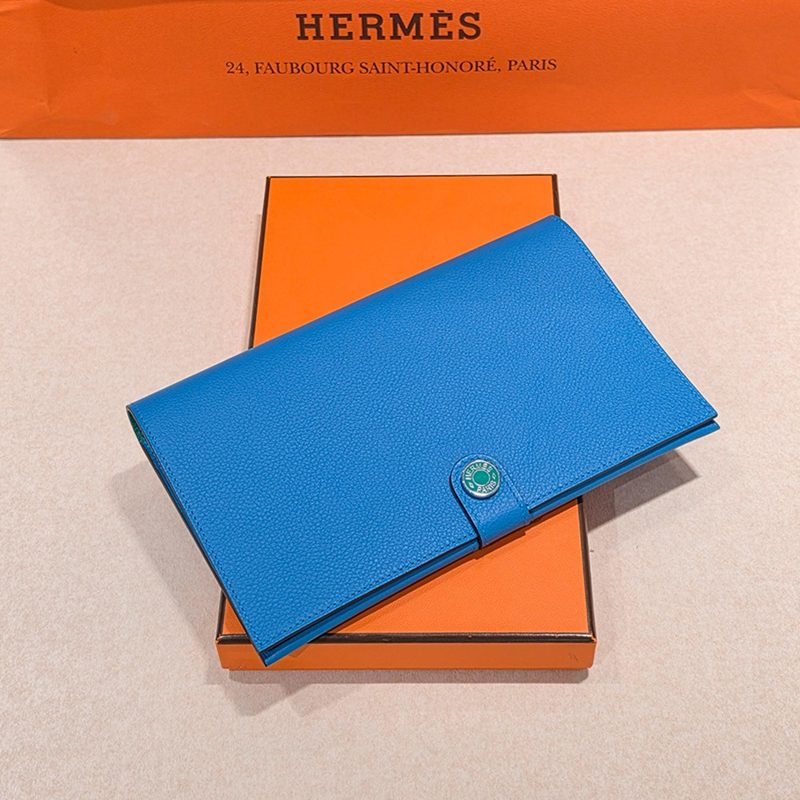 HERMES Wallet / RMS 투트맹 By Color Long Wallet 블루 그린 Two-Tone