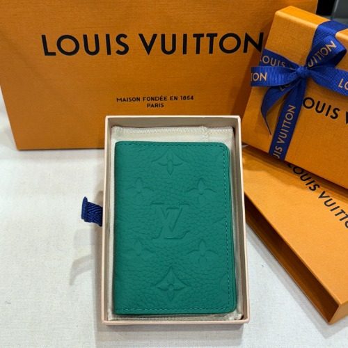 LOUIS VUITTON μΉ΄μ°νμ΄λ ν λ¦¬μΉ Leather Pocket Card Wallet κ·Έλ¦°