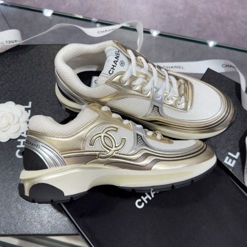 CHANEL Fabric λΌλ―Έλ€μ΄ν°λ Gold Silver Sneakers