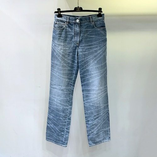 샤넬 25 S/S 프리 컬렉션 프린티드 워시드 데님 블루 화이트 진
