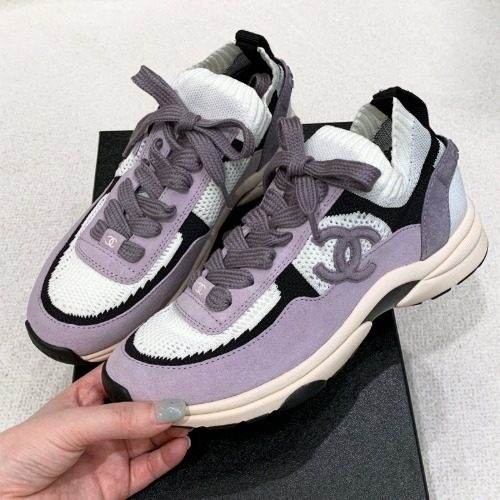 CHANEL Knit Suede Calfskin White νΌν Sneakers