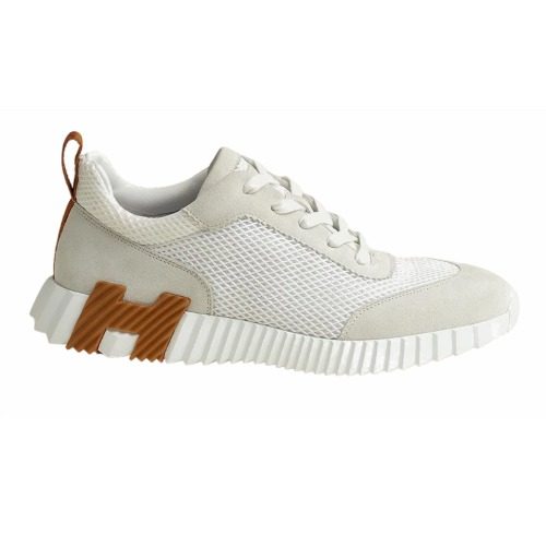HERMES λ°μ΄μ± White Mesh H λΈλΌμ΄ Logo Sneakers