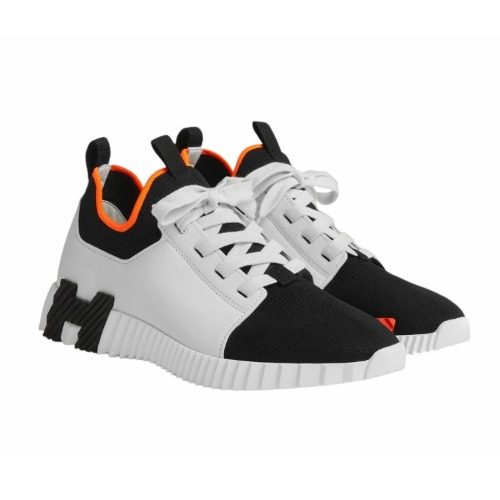 HERMES 디파트 Sneakers Knit Calfskin Black H Black 오렌지