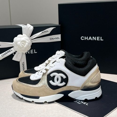 CHANEL 크루즈 Calfskin Fabric White Black 베이지 Gold