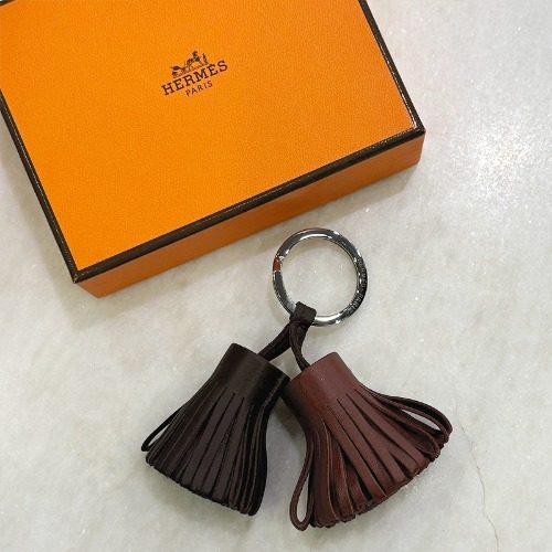 HERMES 카르멘 우노-도스 듀오 밀로 Lambskin Black 브라운 Key Ring