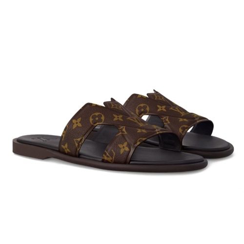 LOUIS VUITTON Sandals Monogram Mules 에벤 브라운 Slippers