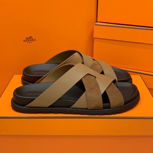 HERMES ์นด์ง๋ฏธ๋ฅด Slippers Calfskin Suede ๋ธ๋ผ์ด