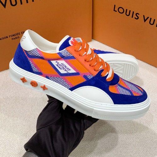LOUIS VUITTON μ¬λ¦¬ 리μλ¦¬μΈ Trainer Sneakers λΈλ£¨ μ€λ μ§ Women'sμ©